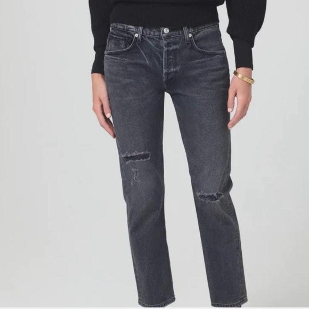 Citizens of Humanity Emerson Mid-Rise Slim Boyfriend Jeans distressed black 28